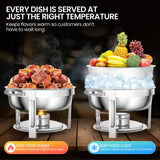 Rengue 6QT Chafing Dishes for Buffet, 4 Pack Stainless Steel Round Chafing Dish Buffet Set, Heating and Cooling Buffet Servers and Warmers, Food Warmers for Parties Buffet,Gatherings,Banquets,Weddings