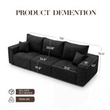 115" Modular Sectional Sofa, 3-Seater Boneless Cloud Couch, Black