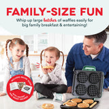 Mini Waffle Maker: Four Mini Waffles, Perfect for Families and Individuals, 4 Inch Dual Non-stick Surfaces with Quick Release & Easy Clean - Aqua DASH