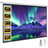 YODOLLA 150" Projector Screen Motorized 16:9, 4K HD Pull Down Retractable Projection Screens Electric Automatic Wall Ceiling Movie Screen for Office Classroom Indoor with Remotes
