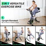 Foldable Exercise Bike Stationary Bikes for Home, 5 IN 1 Indoor Workout Bike, with 16-Level Quiet Magnetic Resistance, 6.6 LBS Flywheel and 300LBS Capacity, 2025 Designed 817 X-bike USLIM