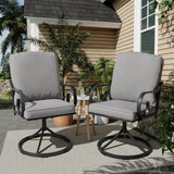 MELLCOM Outdoor Swivel Rocker Patio Chairs with Grey Cushions, Set of 8