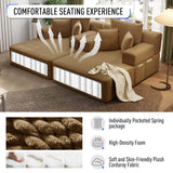 RENDGO 97 Inch Double Chaise Lounge Chair Indoor, Camel