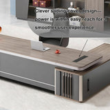 L Shaped Executive Desk with Storage, 5cm Thick Desktop, Cable Grommet