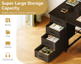 ODK 55 Inch Computer Desk with 8 Fabric Drawers, Modern Office Desk with Large Storage for Home Office, Study, Gaming, Black