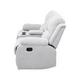 MOOLSUN Living Room Furniture Set Corduroy Recliner Compartments and Cup Holders Reclining for Home Theater/Office（A-Grey White Microfiber,Loveseat）