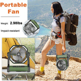 KITWLEMEN Camping Fan with LED Lantern, 20000mAh Rechargeable Battery Operated Outdoor Tent Fan with Light & Hook, 4 Speeds, Personal USB Desk Fan for Camping, Power Outage, Hurricane, Jobsite KITWLEMEN