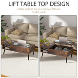 Modern Lift Top Coffee Table with Hidden Storage - Living Room Furniture, Tea Table with Lift Top, Floor Table for Sitting On The Floor, Wood Coffee Table Center Table