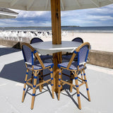 PURPLE LEAF Counter Bar Stools 25" Set of 2 French PE Rattan, Royal Blue