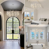 kvtinmty 16-Light Modern Living Room Crystal Chandeliers,48" Round Silver Tree Branche Chandelier,Silver K9 Crystal Chandeliers for Dining Room,High Ceiling,Entryway、Foyer