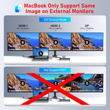 Laptop Docking Station Dual Monitors USB C Dock Hub with 120W Power Adapter
