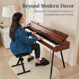 Best Choice Products 88-Key Weighted Full Size Digital Piano, Modern Desk Keyboard w/Metal Legs, 3 Sustain Pedal, MIDI, Headphone Jack - Natural