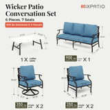 MIXPATIO 6-Piece Patio Conversation Set, Swivel Chairs, Coffee Table