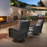 wildformers Luxury Outdoor Swivel Wicker Glider Patio Chairs with Table Set
