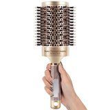 SIMPOR Large Round Brush for Blow Out, Nano Thermal Ceramic and Ionic Tech Round Barrel Hair Brush with Boar Bristles, Roller for Blow Drying (Gold, 4 inch, Barrel 2.7 Inch, 65mm)