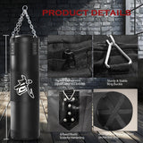 Mesetast Punching Bag for Adults, 4ft Heavy Boxing Bag Set with 12oz Boxing Gloves, MMA Karate Kickboxing Boxing Home Gym Martial Art - Unfilled MESETAST