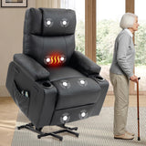 BRTHORY Leather Power Lift Recliner Chair for Elderly, with Massage & Heat