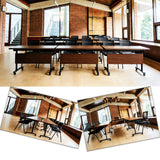 Folding Conference Tables with Wheels, 70.8IN Walnut Modular Training/Meeting Desks for Office School Classroom Library, 10