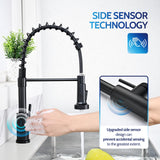 LUFEIDRA Touchless Kitchen Faucet with Pull Down Sprayer-Black Kitchen Faucet with Side Motion Sensor, Smart Hands-Free Spring Kitchen Sink Faucet for Modern Rv Outdoor Laundry Bar Sink, Matte Black