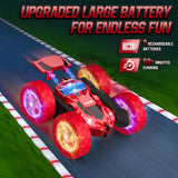 Hamdol Remote Control Car for Kids Ages 6-12, 4WD RC Stunt Car with LED Lights & 360° Flips, 2.4GHz Fast Electric Toy Vehicle, Upgraded Battery, Birthday for Boys Ages 8-10