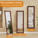 ZHUNFA Full Length Mirror,65x22 Inch Full Length Mirror Wall Mounted,Vertical Hanging,Leaning Standing for Bedroom,Living Room,Rectangular Wooden Frame,Wood Brown Color.