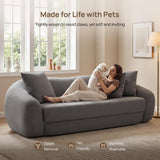 SICOTAS Curved Sofa Couch Bed for Living Room Convertible Futon Cloud Boneless Sleeper Chair Pull Out Floor Couch with Deep Seat Sofa Set Foam No Assembly Required for Bedroom Apartment, Dark Grey