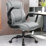 Leather Office Chair, PU Home Computer Desk Chairs with Ergonomic Back Support, 360°Swivel Free
