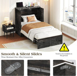LUXOAK Twin Murphy Cabinet Bed with with Storage & Charging Station