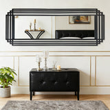 DAOYIJIAJU Full Length Mirror with Geometric Metal Frame, 67"x26" Art Deco Wall Mirror, Large Rectangle Accent Mirrors for Entryway Hallway Living Room Cloakroom, Horizontal or Vertical Hanging