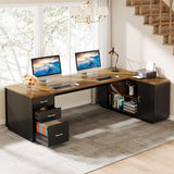 Tribesigns 85.8-Inch L-Shaped Executive Desk, Extra Large Modern Office Desk with File Drawers