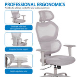 Office Star Products Ventilated Seating, Mesh Back Manager's Office Chair, Height-Adjustable Arms, Professional Office Seating, Lumbar Support, Adjustable Headrest, Grey