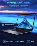 CHUWI HeroBook Pro 14.1'' Laptop, 256GB SSD 8GB RAM, Windows 11 Laptop, 1TB SSD Expand, Intel Celeron N4020(up to 2.8GHz), 2K FHD IPS Display, Ultra Slim, Mini-HDMI, 5G WiFi, USB3.0, Webcam,TF Card CHUWI