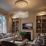 kvtinmty Modern Crystal Chandeliers for Dining Room, 40" Round Silver Tree Branches Chandeliers, Large Dining Room Over Table Chandeliers Lights Fixture, Branches and Crystals Ceiling Light Fixtures