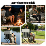 Camping Chairs, High Back Breathable Mesh Camping Chair 300 LBS Capacity, Portable Outdoor Lawn Chair Folding with Cup Holder for Picnic, Lawn, Beach, Fishing and Sports (Grey)