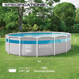 INTEX 26721MZ 14ft x 42in Prism Frame Clearview Premium Above Ground Pool Set: Includes 1000 GPH Krystal Clear Cartridge Filter Pump – 3357 Gallon Capacity – Age Grade 6+