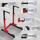 Yes4All Dip Stand 500 LBS Capacity, 80 Levels Adjustable Dip Bars, Dip Station Machine for Home Gym - Red & Black
