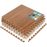 Sorbus 48 Sq. Ft. Wood Grain Floor Tiles Foam Mat EVA Interlocking Mats Tile 3/8-Inch Thick Flooring Wood Puzzle Exercise Mats w/Borders - Home Playroom Basement, Apartment, Trade Show, Baby, Dance