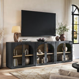 MorganBrig Sideboard Cabinet with Glass Doors, 94.5'' W Display Cabinet