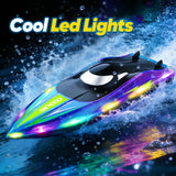 RC Boat with LED Lights - Toddler 14Inch Remote Control Boat for Kids and Adults, 2.4Ghz Fast RC Boats 15 KPH for Lakes & Pools with 4 Rechargeable Battery, Summer Toys Gifts for Kids Age 8-12 (2)