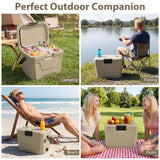 COSTWAY 21 QT Insulated Portable Cooler, Hard Shell Ice Chest w/ 2 Cup Holders, Bottle Opener, Drain Plug, 3-Day Ice Retention, Outdoor Leak-Proof Dry Box for Beach, Camping, Fishing, Picnic, Tan