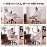 Teddy Fleece High Back Executive Office Chair with Flip Armrests (White)