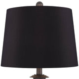 Franklin Iron Works Horace Rustic Farmhouse Industrial Table Lamps 25.25" High Set of 2 with Nightlight Bronze Black Faux Silk Drum Shade for Living Room Bedroom House Bedside Nightstand Home
