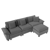 PHI VILLA Sectional Cloud Couch L Shaped 4-Seat Modular Sofa with Ottoman