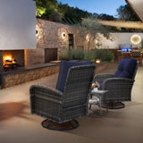 wildformers Luxury Outdoor Swivel Wicker Glider Patio Chairs with Table Set