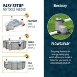 Bestway Steel Pro MAX 18' x 48" Above Ground Pool, Round Metal Frame Outdoor Swimming Pool Set with Filter Pump, Ladder, and Cover, Stack Stone