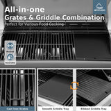 MFSTUDIO 7 Burner BBQ Gas Propane Grill with Searing Side Burner, Porcelain-Enameled Cast Iron Grates and Dual-Side Griddle Combo