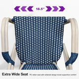 PURPLE LEAF French Bistro Patio Armchairs Set of 2, White Finish, Deep Blue