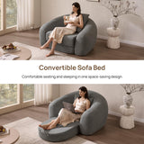 SICOTAS Curved Sofa Couch Bed for Living Room Convertible Futon Cloud Boneless Sleeper Chair Pull Out Floor Couch with Deep Seat Sofa Set Foam No Assembly Required for Bedroom Apartment, Dark Grey