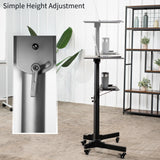 Mobile 24 x 16 inch Lectern Podium, Height Adjustable Steel Rolling Laptop Cart on Wheels