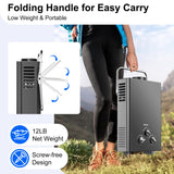 Outdoor Tankless Propane Water Heater 1.58GPM 6L Portable Gas Water Heater with Handle & Overheating Protection, Instant Hot Water for Camping RV Cabin Boat Barn - Black